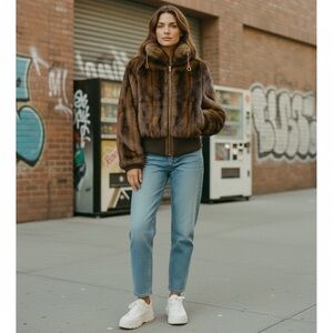 Via vintage victoria secret faux fur short jacket Xs